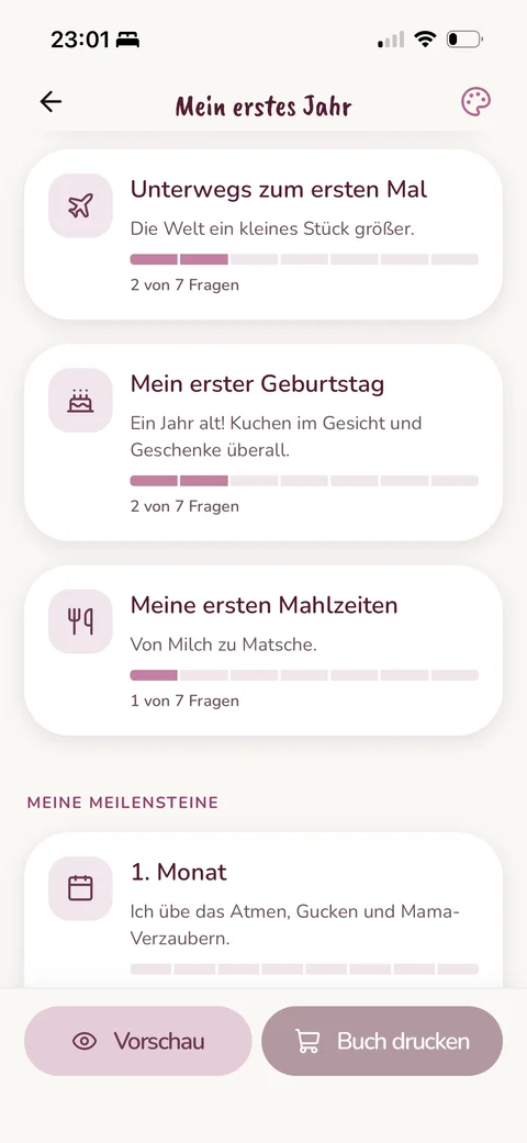 Screenshot der littleeternity App